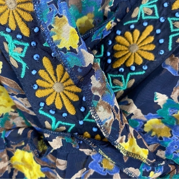 ANTHROPOLOGIE Meadow Rue Strasser Floral Print Embellished Long Sleeve Blouse XS - Picture 11 of 15